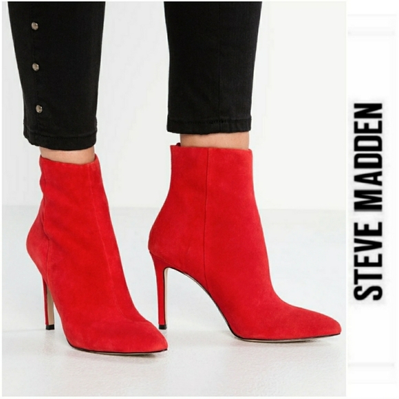 Fierce Sexy Steve Madden Red Suede Booties - Picture 1 of 11